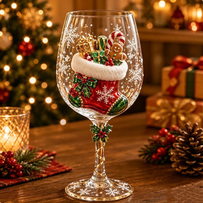 Christmas 3D Wine Glass