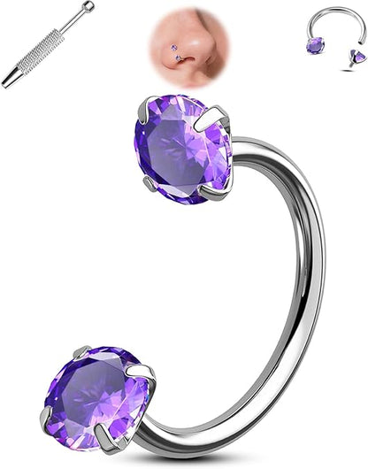 Horseshoe Gem Nose Ring – Internally Threaded & Comfortable