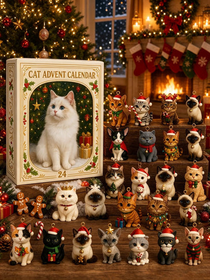 🐱🎄 2026 Cat Advent Calendar Gift for Adults Friends Cat Owners and Lovers Christmas Holiday Countdown Gift 24 Designs Cats Charm Christmas Tree Ornament