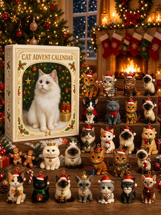🐱🎄 2026 Cat Advent Calendar Gift for Adults Friends Cat Owners and Lovers Christmas Holiday Countdown Gift 24 Designs Cats Charm Christmas Tree Ornament
