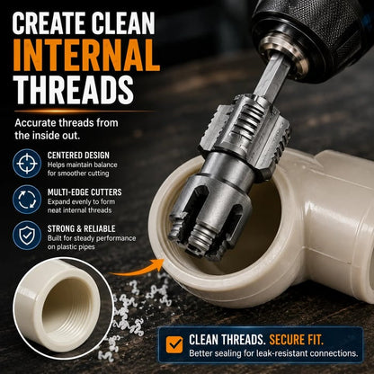 💯Drill-Powered Pipe Thread Cutting Bit — Internal & External Threading for 1/2" & 3/4" Plastic Pipes