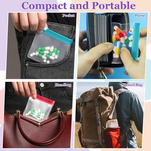 Clear Zipper Pill Storage Bag, 7 Counts/set Reusable Pill Organizer, Portable Pill Organizer Storage Bag