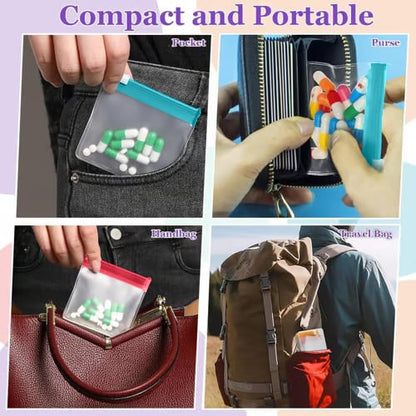Clear Zipper Pill Storage Bag, 7 Counts/set Reusable Pill Organizer, Portable Pill Organizer Storage Bag