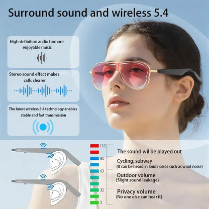 🔥50K+ SOLD! - DVKIX Smart Bluetooth 5.4 Sunglasses with Open-Ear Audio Blue Light Blocking UV Protection Waterproof for Outdoor Sports Daily Wear Electronic Gadgets