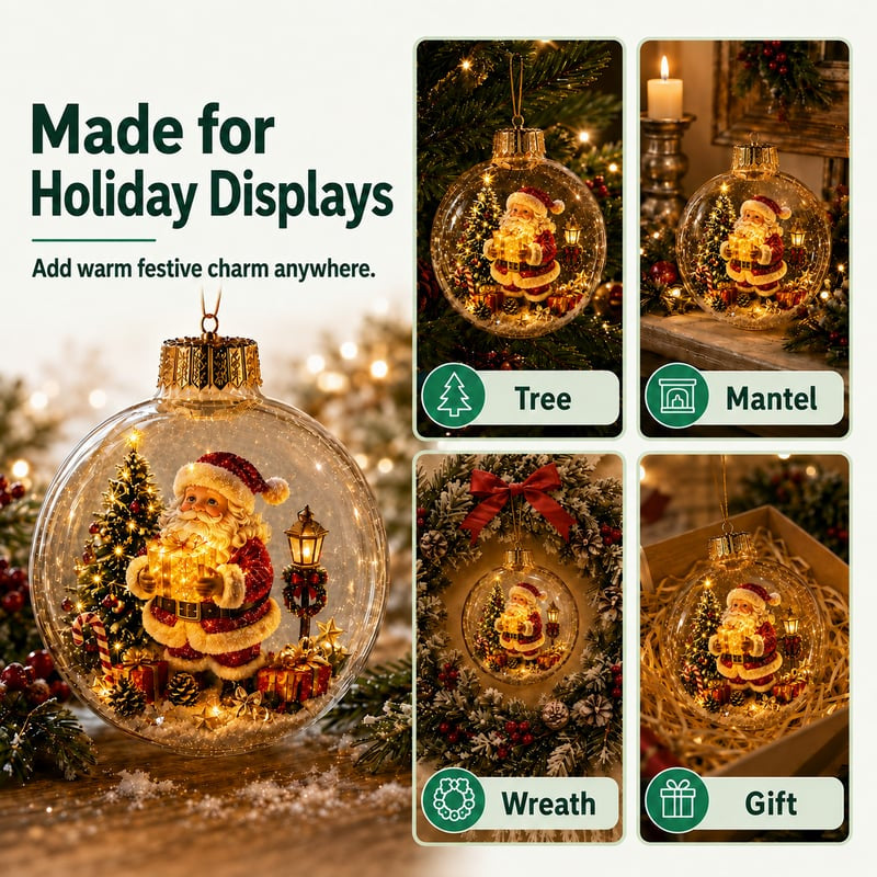 🎄 Light-Up Christmas Diorama Ornament 🔥