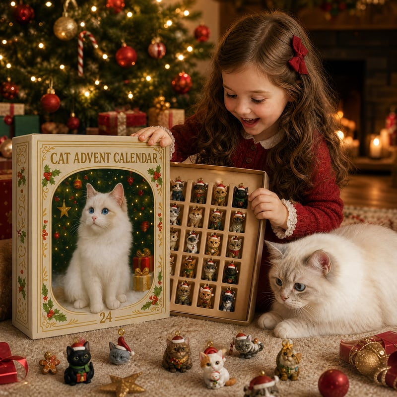 🐱🎄 2026 Cat Advent Calendar Gift for Adults Friends Cat Owners and Lovers Christmas Holiday Countdown Gift 24 Designs Cats Charm Christmas Tree Ornament