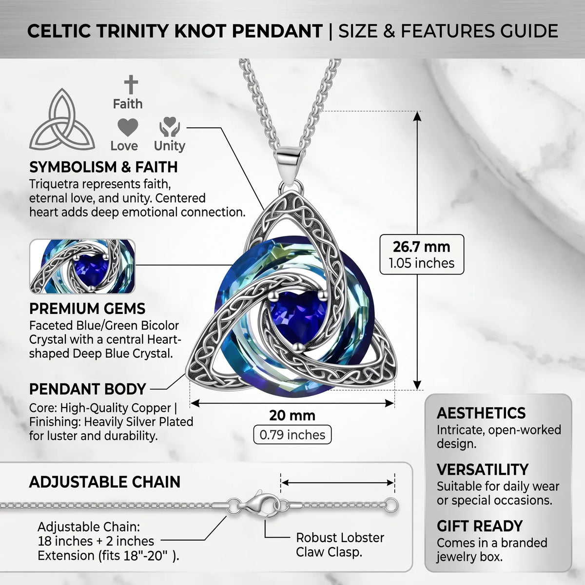 💝Birthstone Celtic Knot Necklace for Women