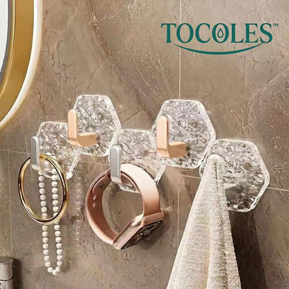 Self-Adhesive Hooks Hexagonal Ripple Design Heavy Duty Sticky Hooks