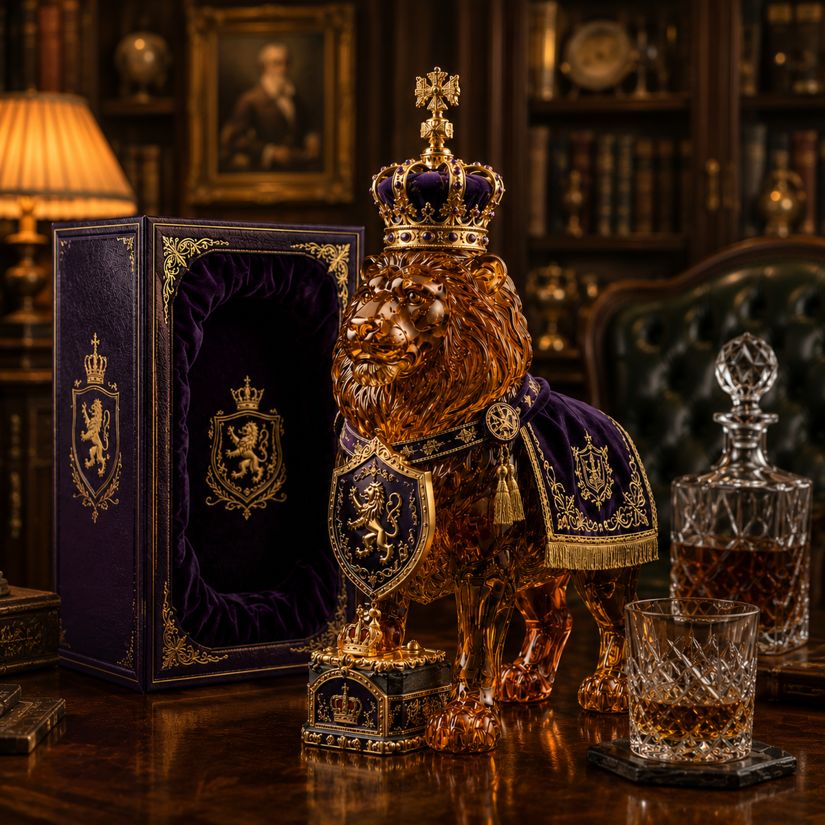 🌎🔥👑Crown 87th Anniversary Royal Lion Whiskey Bottle