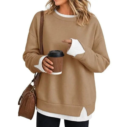 Casual-style sweatshirt with a "faux-layered" look.