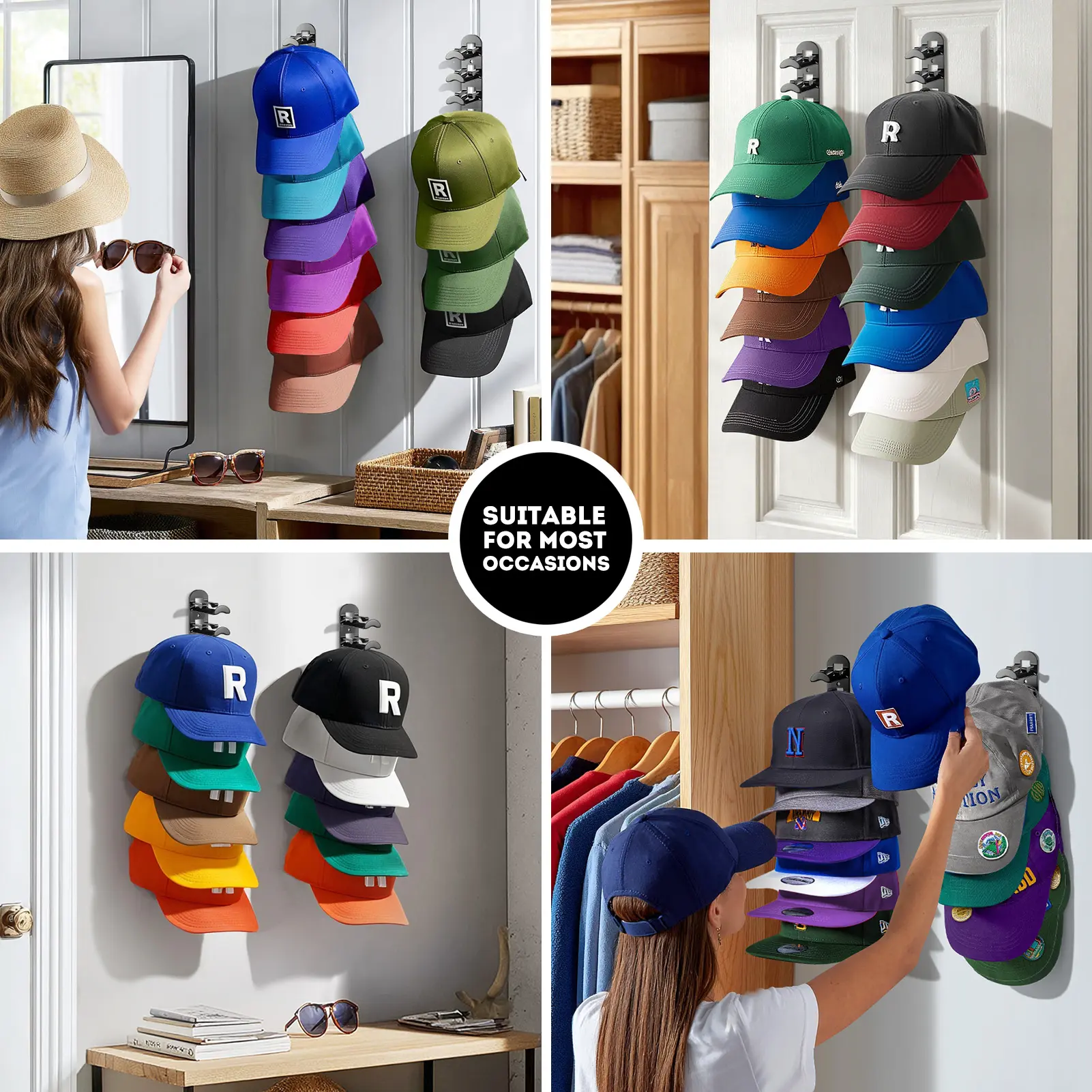 🧢Wall-mounted hat rack – each rack can hold 10 hats🧢