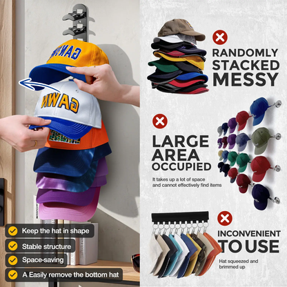 🧢Wall-mounted hat rack – each rack can hold 10 hats🧢
