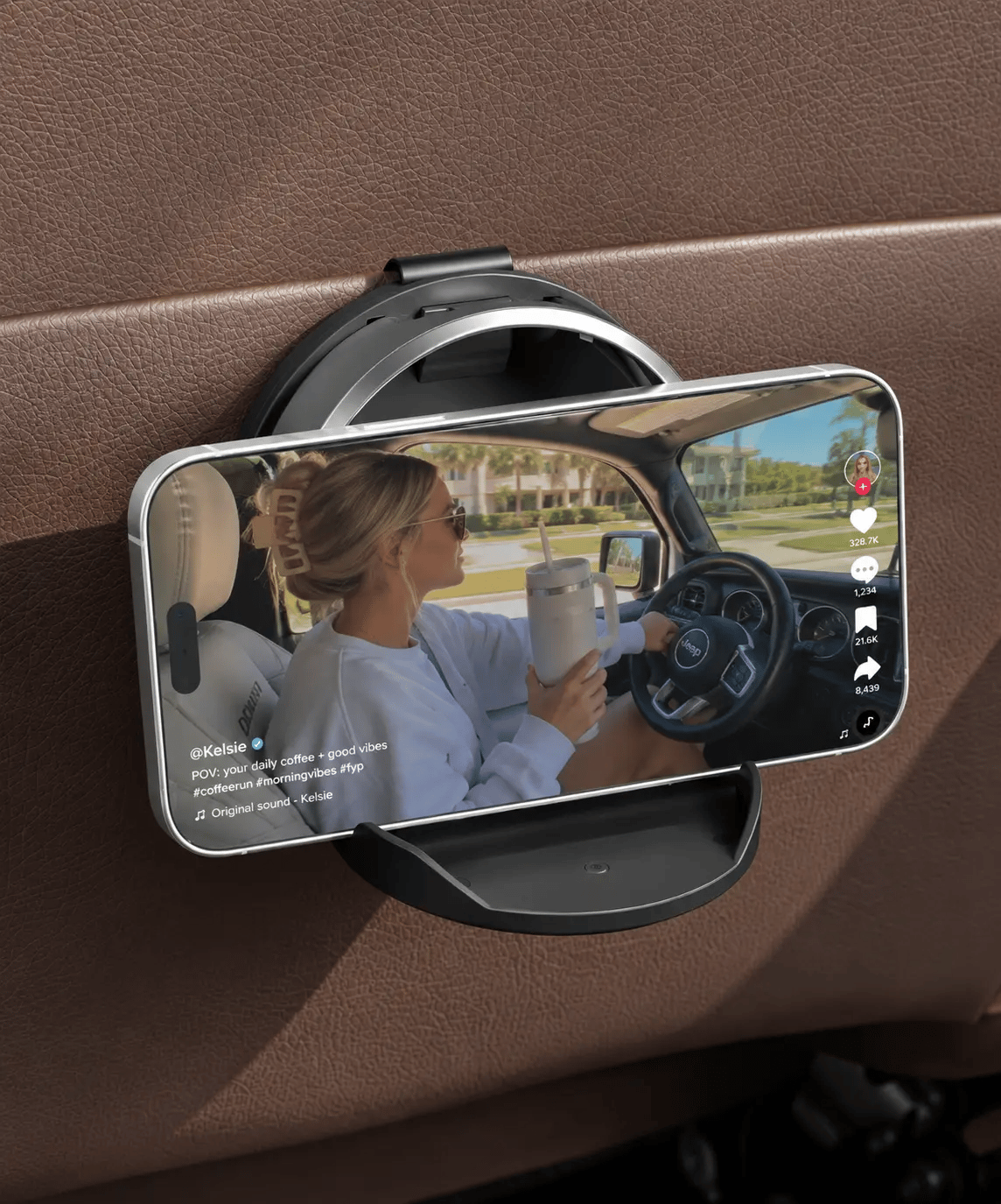 Universal Foldable Car Cup Holder with Storage Hook | Space-Saving Door Mount Organizer