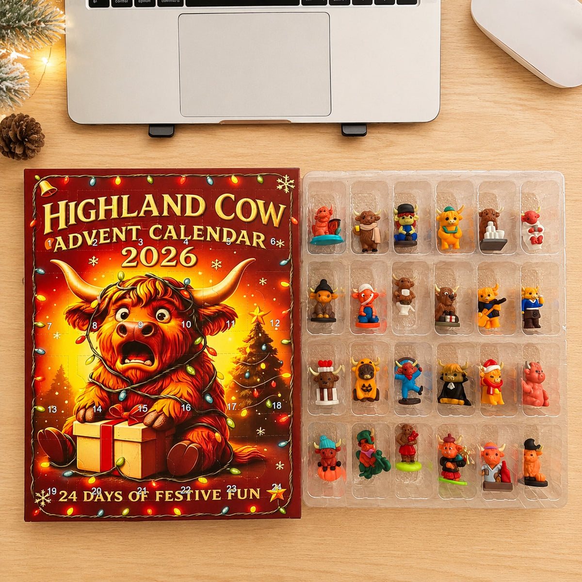 🎄 24 Days of Highland Cow Christmas Advent Calendar 2026 | 24 unique 3D cow figurines