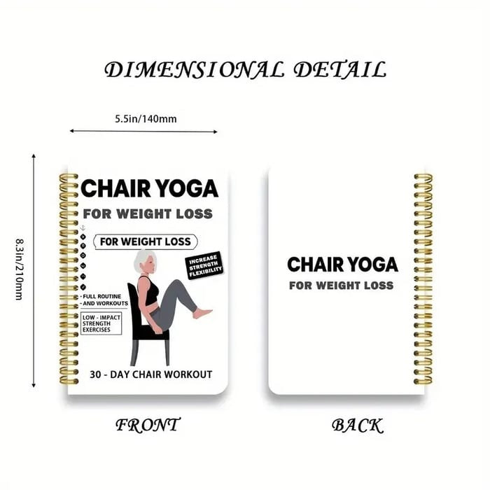 🔥30-Day Chair Yoga Weight Loss Spiral Notebook & Exercise Guide