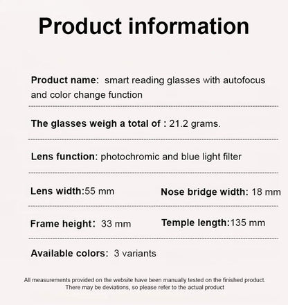 🔥1 kaufen, 1 gratis erhalten (2 Paar) – 【Von Designern mitentwickelt】Gypsophila intelligente Lesebrille mit Zoom und Farbwechsel