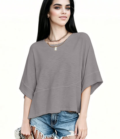 ☀️ Women's Summer Casual Crewneck Batwing Top – Loose Fit, Cute & Breezy 🌸