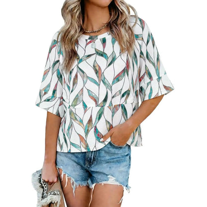 ☀️ Women's Summer Casual Crewneck Batwing Top – Loose Fit, Cute & Breezy 🌸