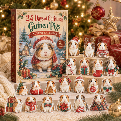 CHRISTMAS KICKOFF:2026 Guinea Pig Christmas Advent Calendar - 24 Days of Adorable Festive Surprises, Acrylic Ornaments Blind Box -Gift for Guinea Pig Lovers
