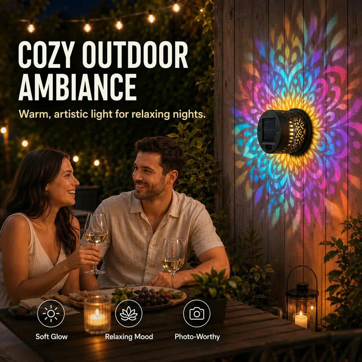 ⏰limited-time 50% OFF🌞Solar Mandala Light – Stunning Pattern Projection, 2-in-1 Floor & Wall Design