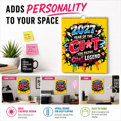 🎁2027 Year of the Cunt Wall Calendar – Bold Graffiti Humor Calendar📆🌟