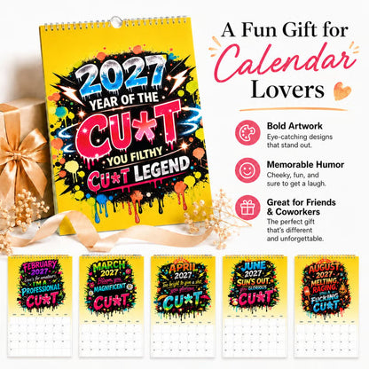 🎁2027 Year of the Cunt Wall Calendar – Bold Graffiti Humor Calendar📆🌟
