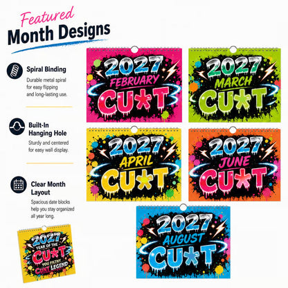 🎁2027 Year of the Cunt Wall Calendar – Bold Graffiti Humor Calendar📆🌟