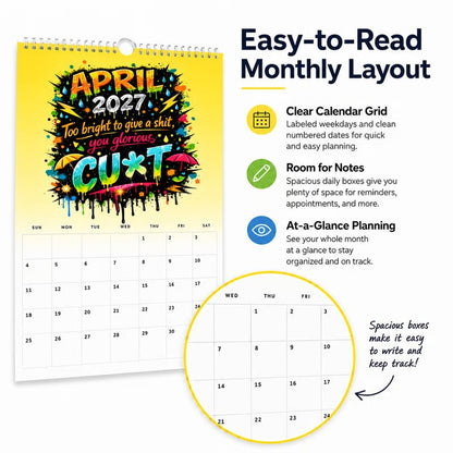🎁2027 Year of the Cunt Wall Calendar – Bold Graffiti Humor Calendar📆🌟