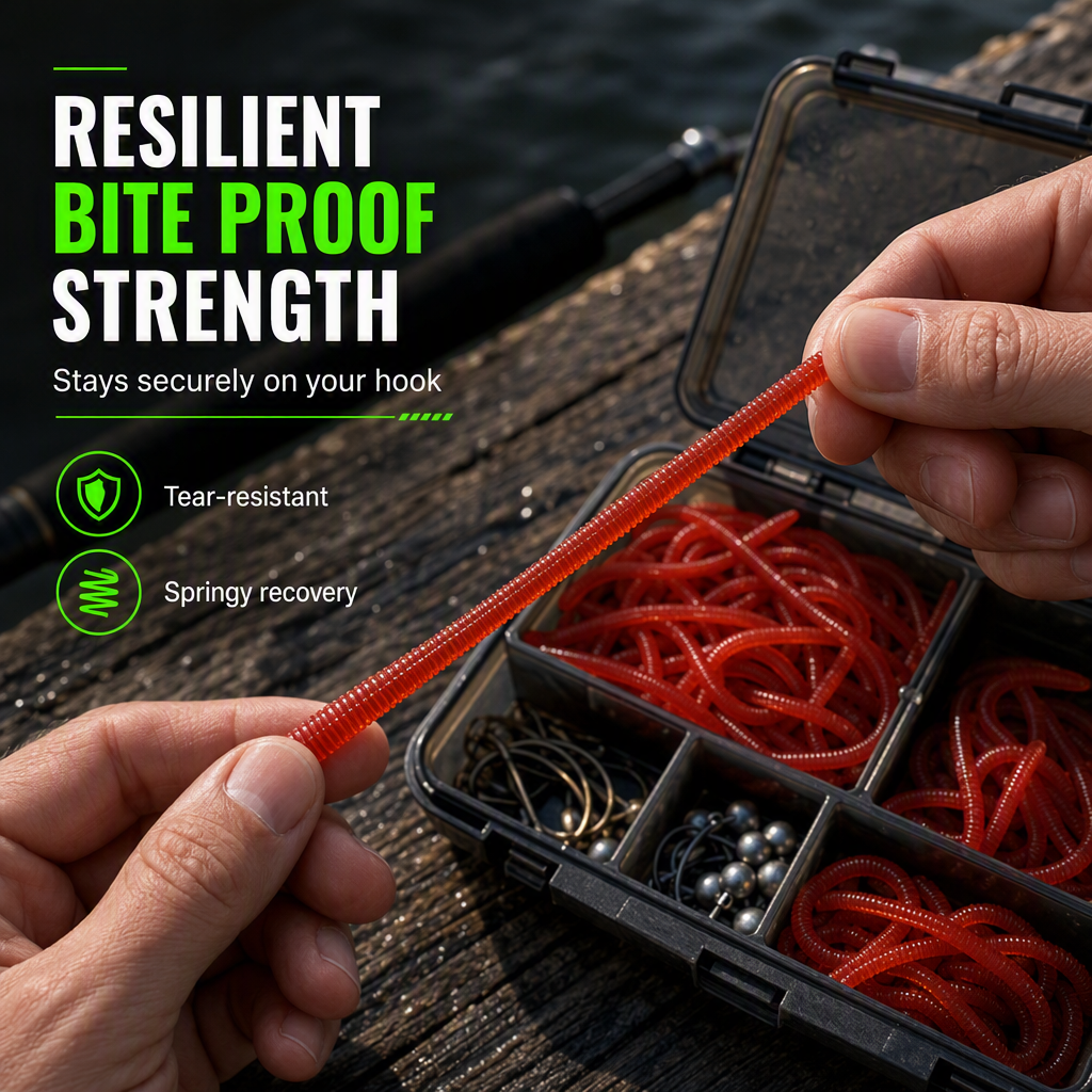 ⏰Simulation Earthworm Soft Fishing Lures Shrimp Scented Artificial Worm Baits for Freshwater and Saltwater Pack of 50 or 100